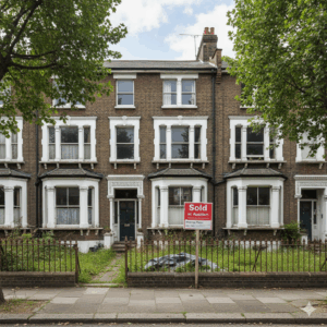 UK property with Sold at Auction sign – auction bridging finance by GPS Financial